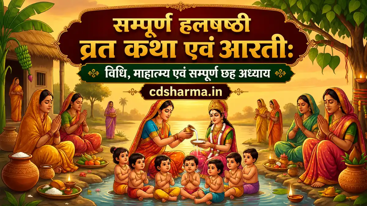 सम्पूर्ण हलषष्ठी (हरछठ / ललही छठ) व्रत कथा  (संस्कृत श्लोक एवं हिन्दी भावार्थ सहित - सम्पूर्ण छह अध्याय, पं. छत्रधर शर्मा विरचित) आरती, विधि, माहात्म्य | cdsharma.in