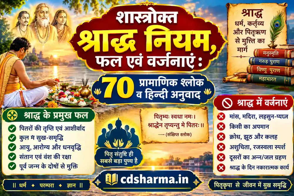 शास्त्रोक्त श्राद्ध नियम, फल एवं वर्जनाएं : ७० प्रामाणिक श्लोक व हिन्दी अनुवाद | cdsharma.in