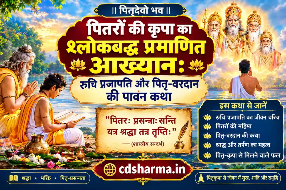 पितरों की कृपा का श्लोकबद्ध प्रमाणित आख्यान: रुचि प्रजापति और पितृ-वरदान की पावन कथा | cdsharma.in